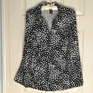 Lane Bryant Button Down Long Sleeve Black/White Shirt Sz 20 EUC